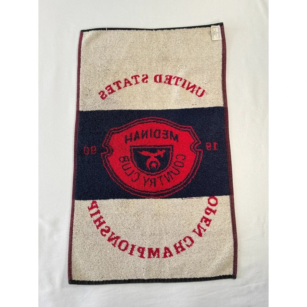 Vintage 1990 US Open Championship Medinah Country Club Golf Towel Red Cotton